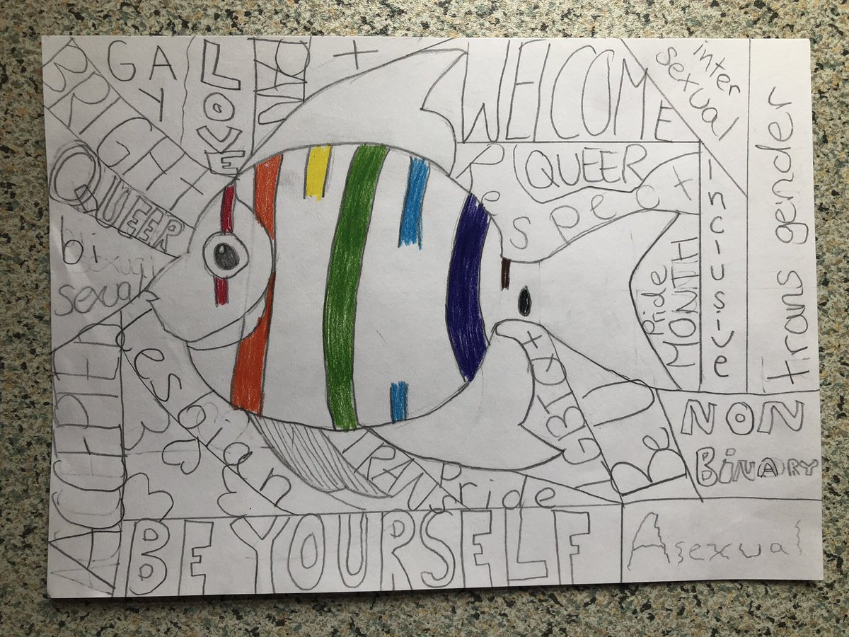 DramaArtMusic's tweet photo. Incorporating LGBTQ+ education and equality in today’s art lesson with 1.8!
#education #acceptall #acceptance #pridemonth #pride2021 #colourtheory #lgbtq #lgbtally #morefishinthesea @Stonelaw_BeU https://t.co/rjV4tqbrWz