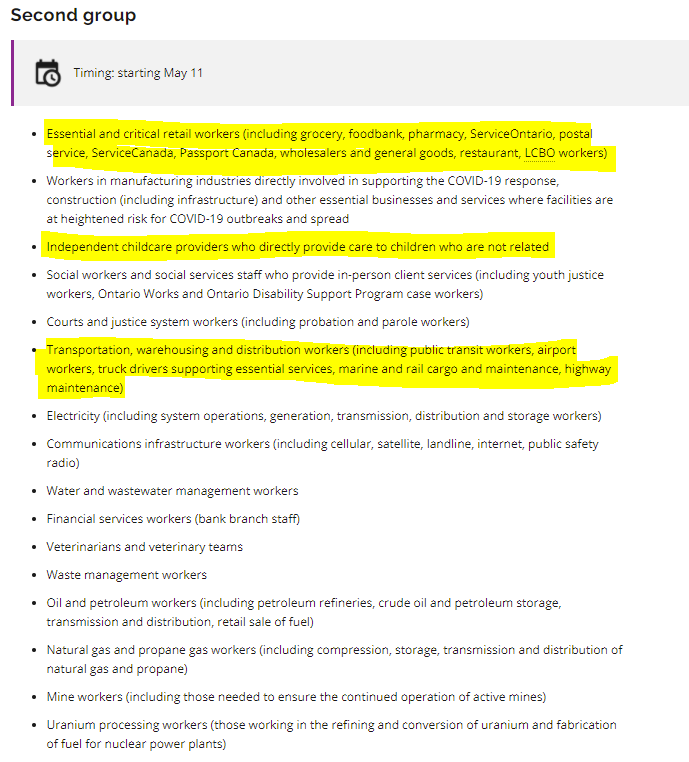 drmwarner's tweet photo. Opening up shot#2 to hotspots on Jun 14 for those receiving shot#1 <May9 isn't good enough.

Essential workers in the categories below...the same groups we saw with #COVID in the ICU...were not eligible for shot#1 until May 11. https://t.co/g7ugQo62VE