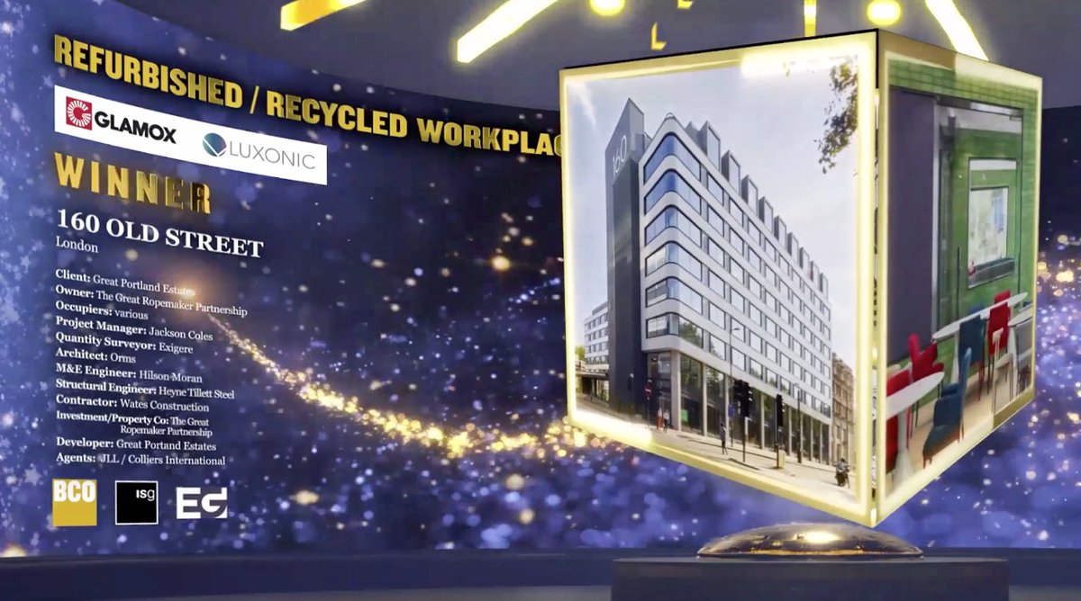 Congrats 160 Old Street, London! Winners of the Refurbished / Recycled Workplace #BCOawards #bcovirtualawards