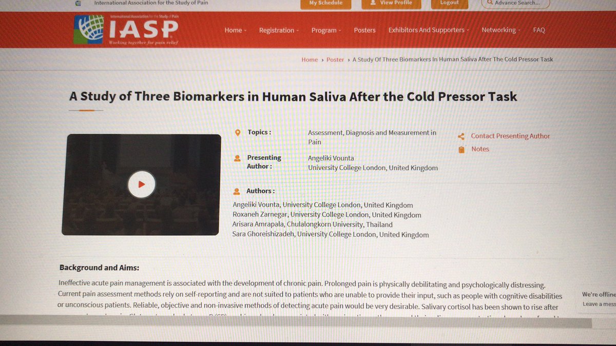 At #IASPWorldCongress? Check out our work on salivary biomarkers after the cold pressor task presented by Angeliki Vounta. @Sghoreish and I would love to hear your thoughts #IASP2021 @IASPpain