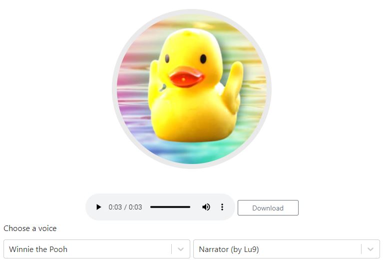LaurelAynne's tweet image. This tool, uberduck.ai, will let you download audio files using a TON of voices that say phrases you provide. Winnie the Pooh is my fave! This AI-powered site lets you choose from 2pac, Blossom, Hal 9000 (!!), Dot Warner (Animaniacs), and much more! #UberDuckAI 🦆🤖