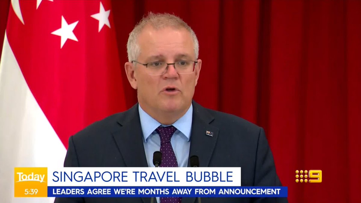 Prime Minister Scott Morrison is setting his sights on a new travel bubble with Singapore. 9News