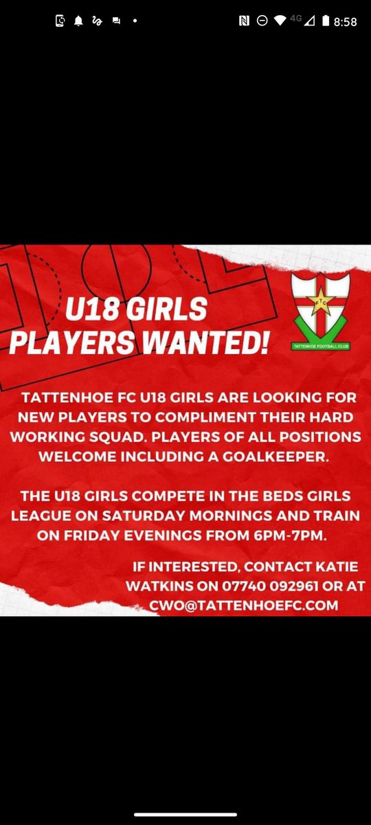 Looking for enthusiastic u18girls for all positions including goalkeeper training will be moving to Monday evenings soon if you know anyone who would like to play with a friendly group of players and coaches please get in touch @EllieMKDonsSET  @jon_dewick <a href="/JAtkinsoncoach/">Jamie Atkinson</a>