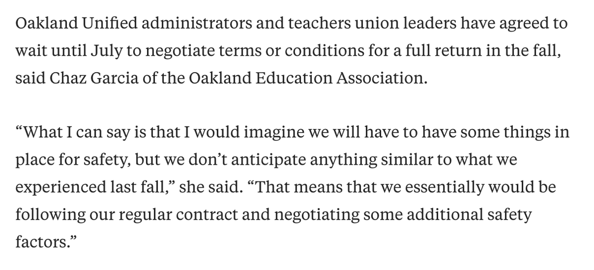 OUSD_Parents's tweet photo. Why is the union STILL negotiating "additional safety measures" when members have been vaccinated for months?? 
And why can unions overrule state and local public health guidelines in determining what is "safe"?? https://t.co/GK4Sl2g6IU