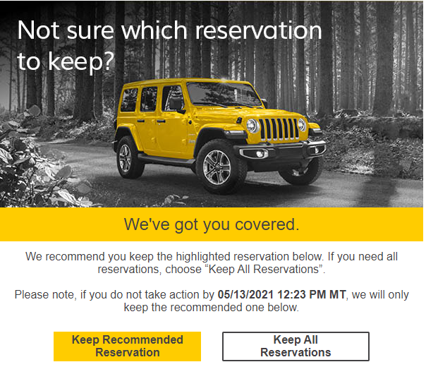 GolfHarrington's tweet photo. @Hertz Gold Member: Booked 4 rental cars for a family trip with 20 people. A month after confirmations, I was sent a 24 hour countdown before they cancelled 3 of the 4 reservations. This is not normal. Please resolve. #hertz #hurts #wevegotyoucovered #hertzproud #disappointed https://t.co/a8oJ2ukDNi