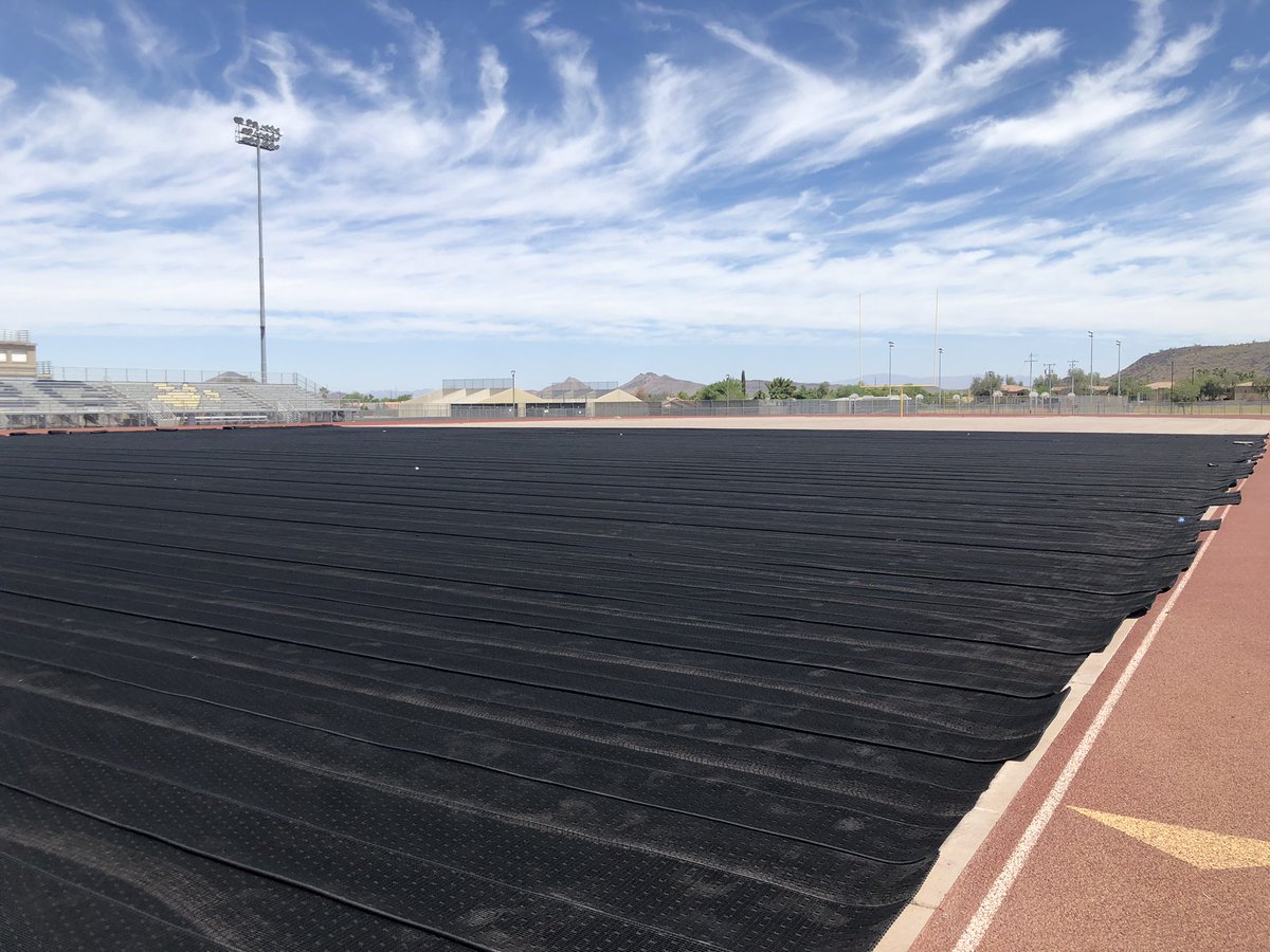 The underlay is almost complete. Bulldogs, we are getting closer to turf. <a href="/BGHS_DVUSD/">Barry Goldwater High</a> <a href="/bghsdawg/">BGHS Dawg_Shack</a> @DylonRasco <a href="/DrFinchDVUSD/">Curt Finch, PhD</a>