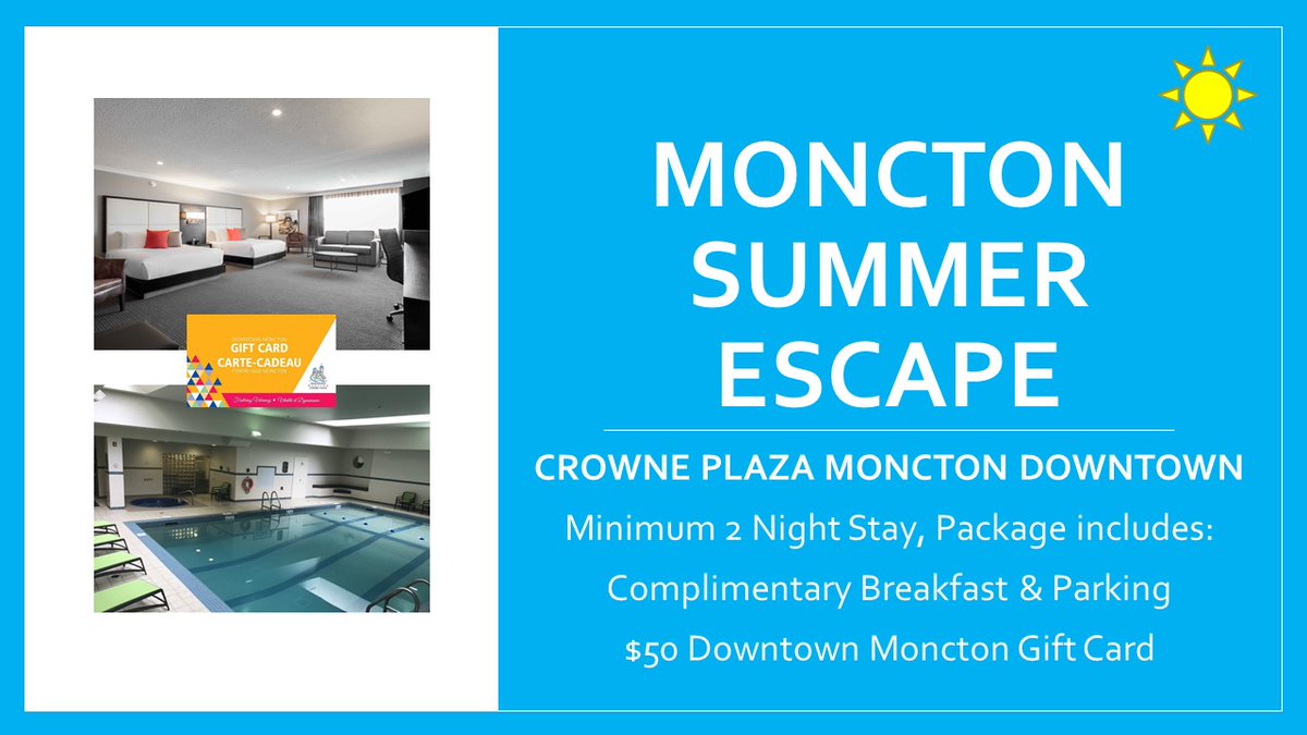 Coming to Moncton this weekend? Special Rates starting at $129+ tax (minimum 2 night stay required). Book today by calling (506) 854.6340
#Moncton #getaway #NewBrunswick