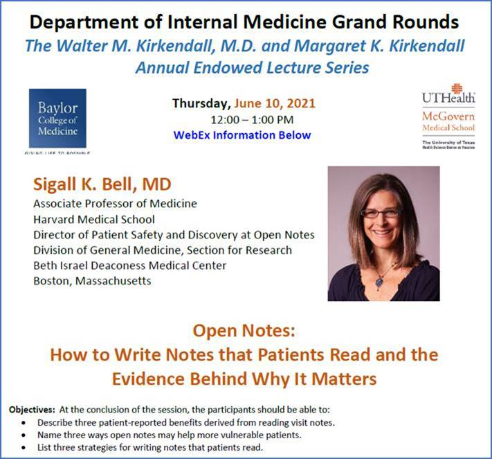 Like it or not, #curesact and #opennotes are here. Appreciate to hear perspective of Dr. Sigall Bell from @harvardmed during our @McGovernMed Internal Medicine Grand Rounds today. There are many opportunities to improve patient care and medical communication! 🧵