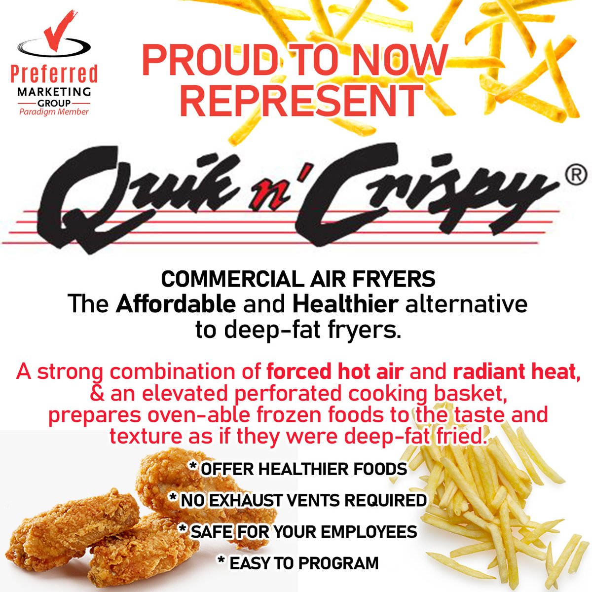 ANNOUNCEMENT!

Let's give <a href="/QuiknCrispy/">Quik n' Crispy</a>  a warm welcome as they join our family!
A great supply of air fryers is coming your way for healthier, FRESHER options.
Give us a call TODAY to get your quote!
#airfyer #commercialairfryers #quikncrispy