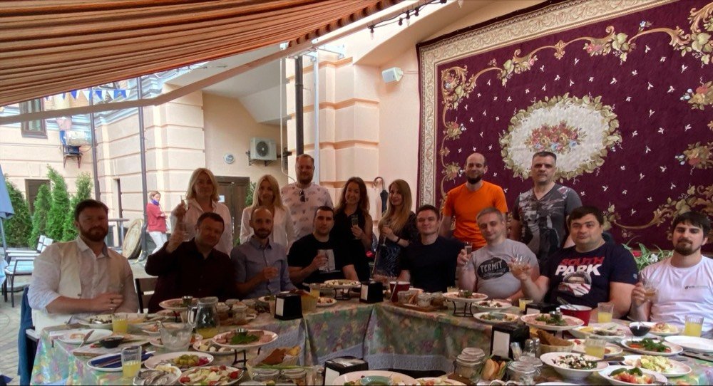 KlikSolutionsIT's tweet photo. Good food, great company, and amazing conversations!๐ Arthur Olshansky, our CEO, and Roman Shraga, our CTO having a blast with the team.๐ Enjoy the good times' guys๐
#technology #IT #MSP #BaltimoreMSP #UA #Ukraine #team #teambuilding https://t.co/b6TdcHsmoT
