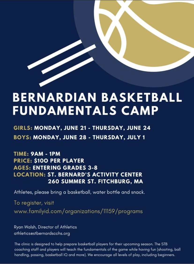 St. Bernard’s Basketball Camp info. Sign up!