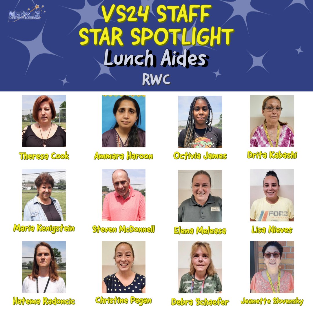 VS24District's tweet photo. The RWC Staff Star Spotlight for June goes to all of the #awesome Lunch Aides! 
#LookForTheAwesome #VS24 
#StaffStarSpotlight 

@DonSturz @ValleyStreamRWC https://t.co/N5DNRGzQ69