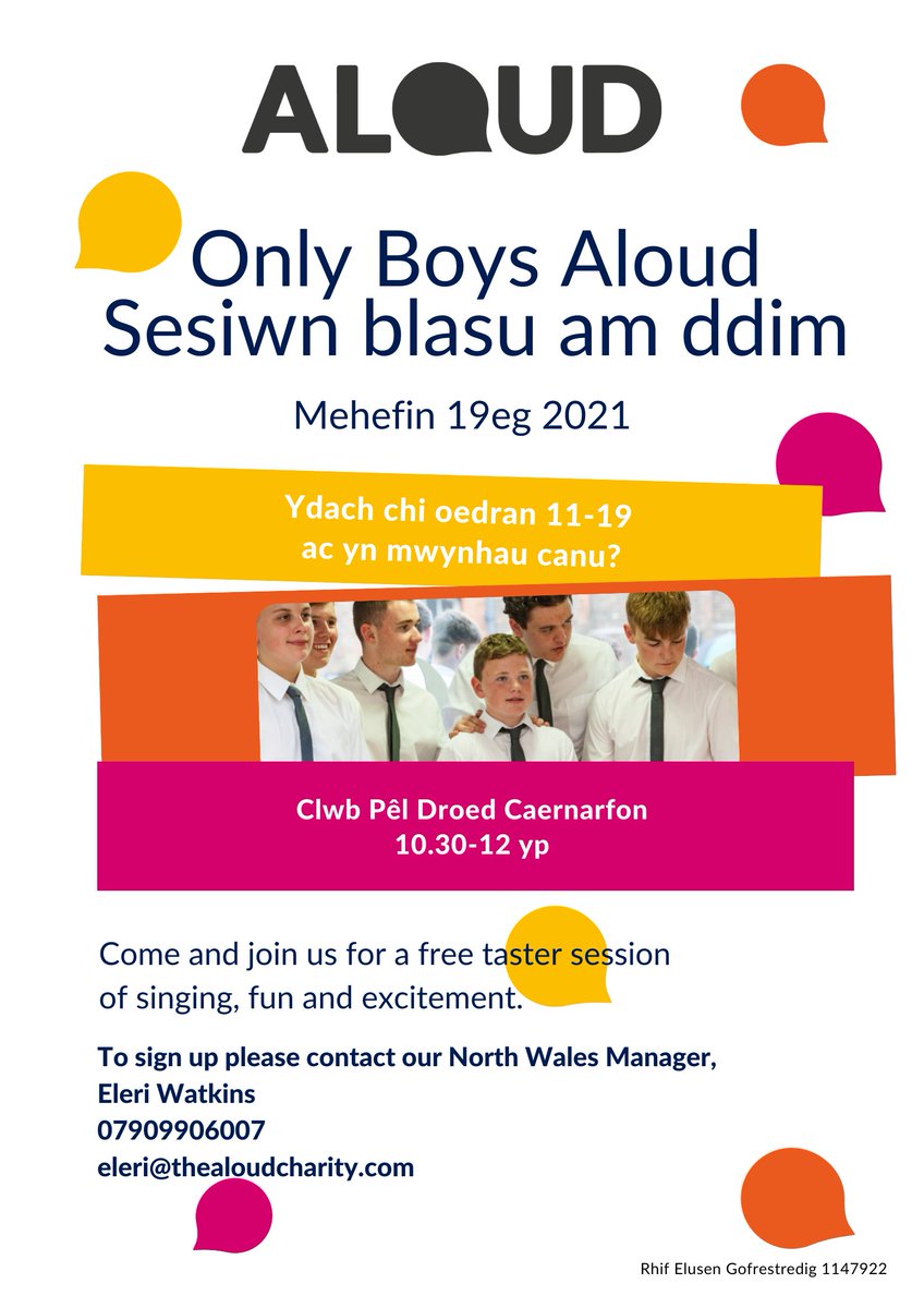 onlyboysaloud's tweet photo. RYDYM YN CHWILIO AM AELODAU NEWYDD!
Dewch i ymuno mewn sesiwn blasu AM DDIM mewn lleoliadau @gogleddcymru @caernarfon @BaeColwyn @Brychdyn ger @Wrecsam Dydd Sadwrn, Mehefin 19eg.
Cysylltwch i gofrestru ac am fwy o wybodaeth.
#corau #canu #cyfle https://t.co/NQO4ba5IUp
