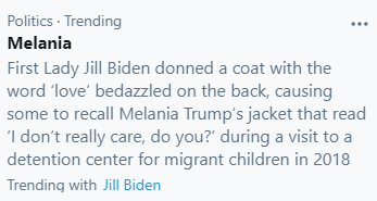 CripesSuzette's tweet photo. Okay ... so we're finally going to talk about the First Gnome's fashion sense, are we? #shehasnone Are you sure, Twitter, that you want to compare Citizen Jill to Melania Trump? Because you're asking for it. https://t.co/TtZNJ8sXAJ