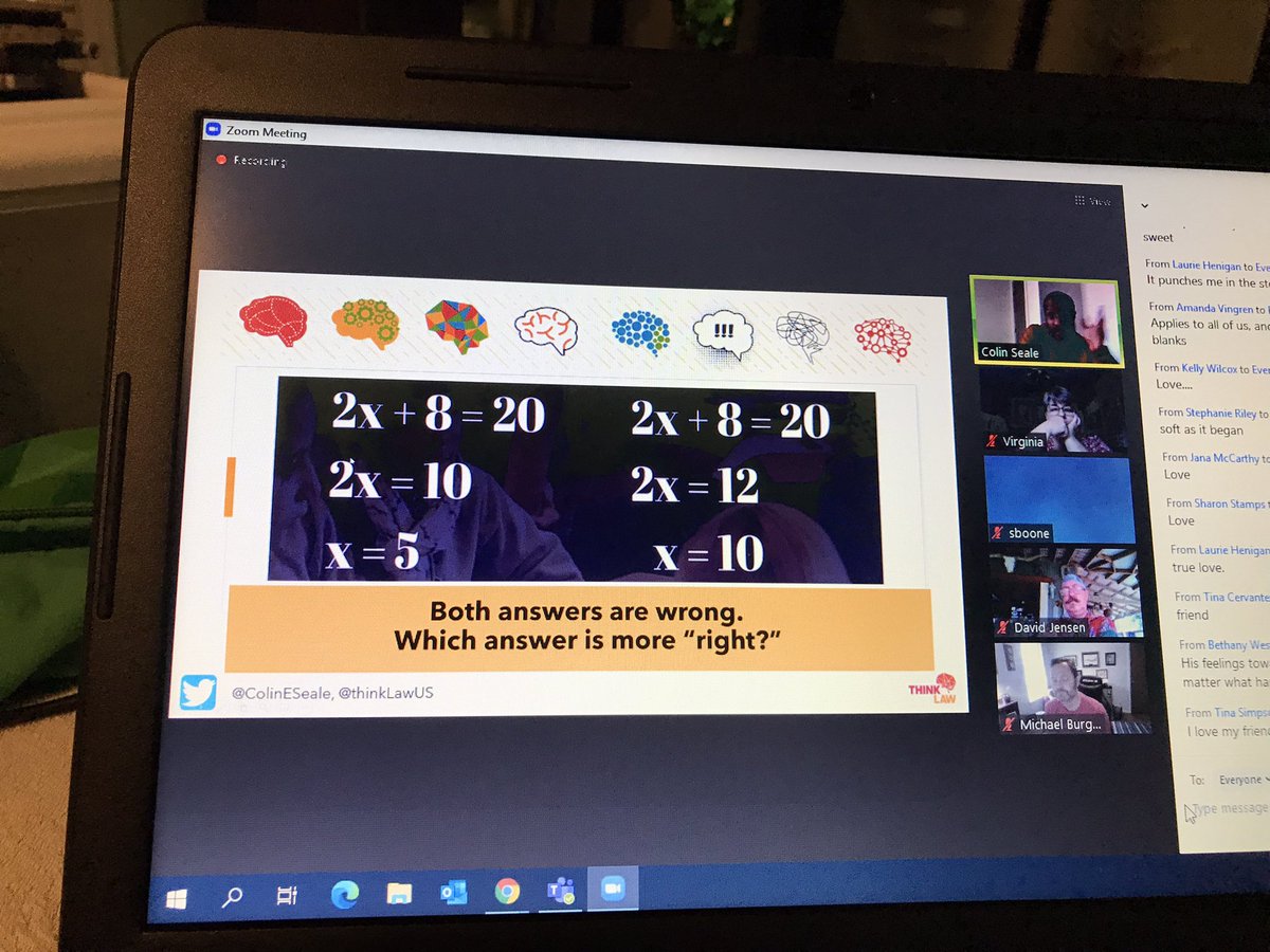 MClaytonEXPO's tweet photo. Love the idea of tying evaluative thinking to mistake analysis! Learning from home with @thinkLawUS this am. #thinkinglikealawyer https://t.co/oZYtNL9Xr6