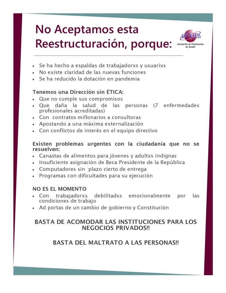 Mientras empieza a terminar el gobierno, se esfuerzan por amarrar negocios externalizando servicios y maltratando a lxs trabajadorxs!!! 
#BastaDeAbusos
#AltoALaPrivatizacion
#PorUnTrabajoDecente
#BastadeLucrarConJunaeb
#LapeorDireccionQueHemosTenido