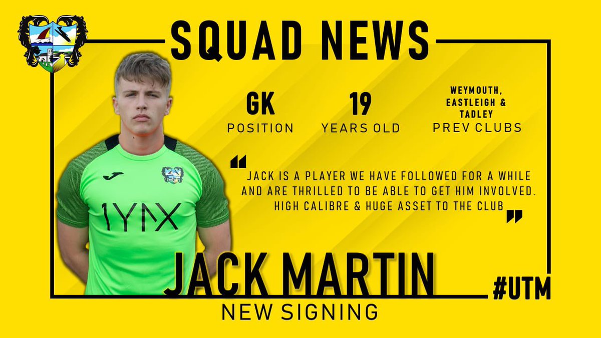 New Signing:

Welcome @jackmart1nGK #UTM