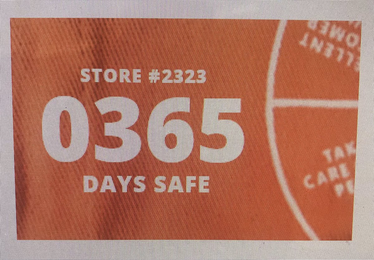 Super proud of our team <a href="/HomeDepot2323/">ColdSpringHomeDepot</a>!  365 days safe!  Celebration to come! <a href="/ahrenswish/">Susie A</a> <a href="/Paul_Haitsch/">Paul Haitsch</a> <a href="/Andrew4Meyer/">Andrew Meyer</a> <a href="/ckirk311/">Chris Kirkpatrick</a>