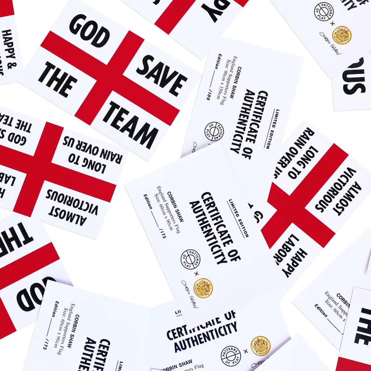Online Now: Limited edition England supporters flags by @corbinshaww x @patternsofplay 🏴󠁧󠁢󠁥󠁮󠁧󠁿 Be quick! patternsofplay.co.uk