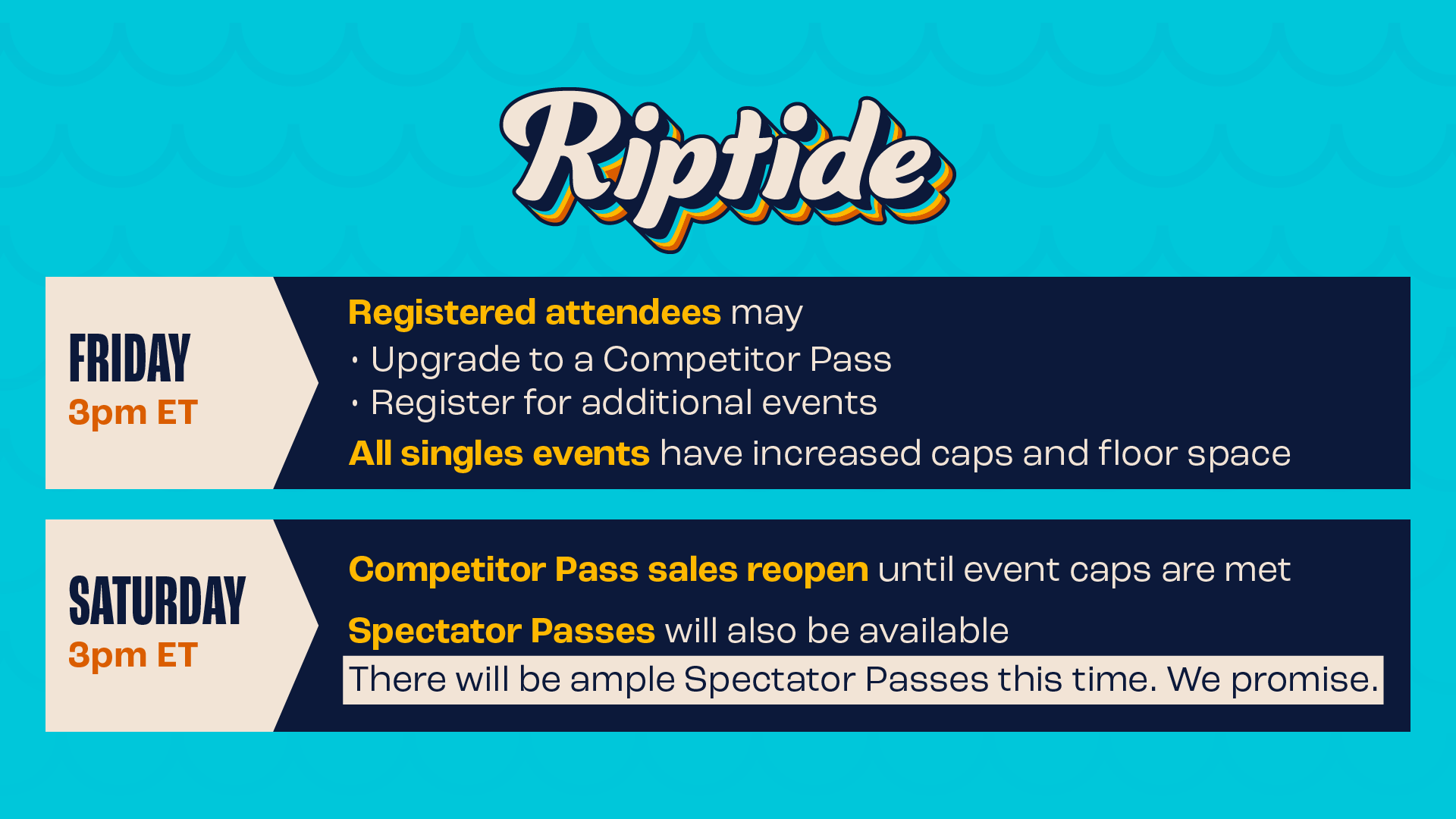 Riptide on Twitter "🌊 SCHEDULE FOR RIPTIDE REGISTRATION REOPENING 🌊