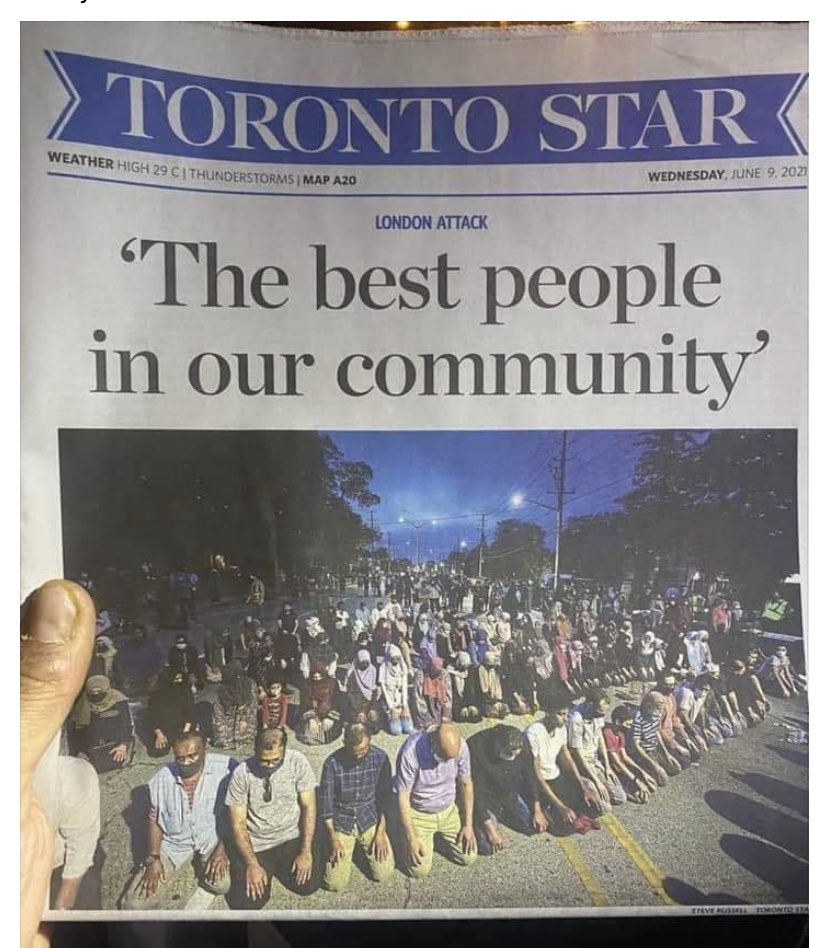 TarekFatah's tweet photo. The 'Best People' block public
        streets to pray to Allah;
                       while
the @TorontoStar prays to the 'best'. https://t.co/LUpAIAdgcc