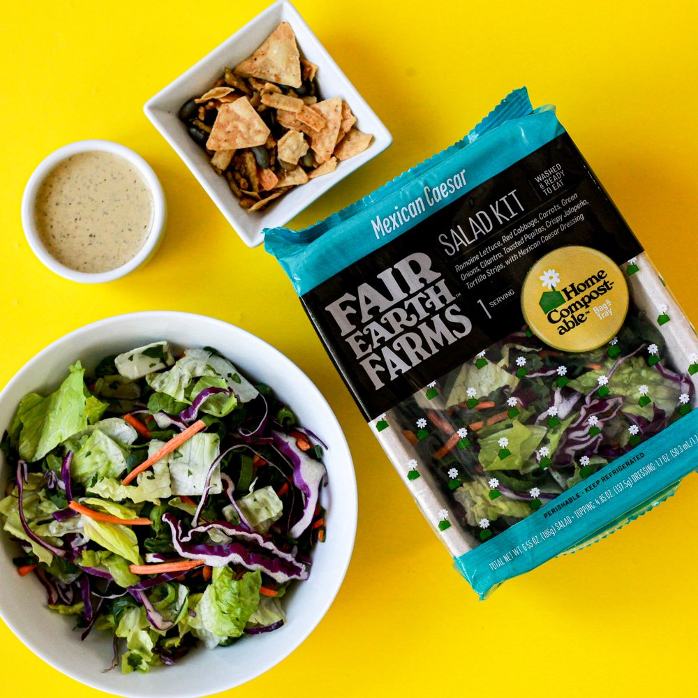 FairEarthFarms's tweet photo. #MexicanCaesar has that zest you've been looking for in your everyday salad! 🤩🥗 And of course 100% #compostable packaging! 💚 https://t.co/Gkbkre6pKB