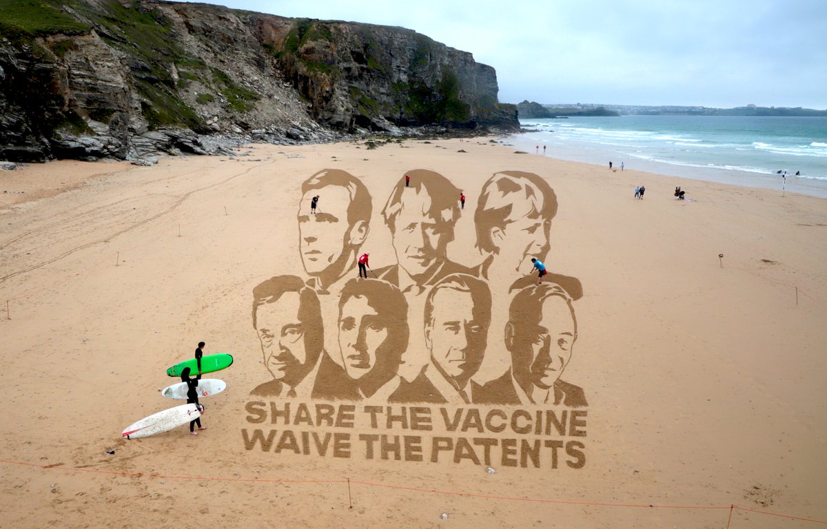 Avaaz's tweet photo. G7: It's time to get your heads out of the sand. Back a #PeoplesVaccine now! #G7Cornwall https://t.co/ZPTm4ZuXb4