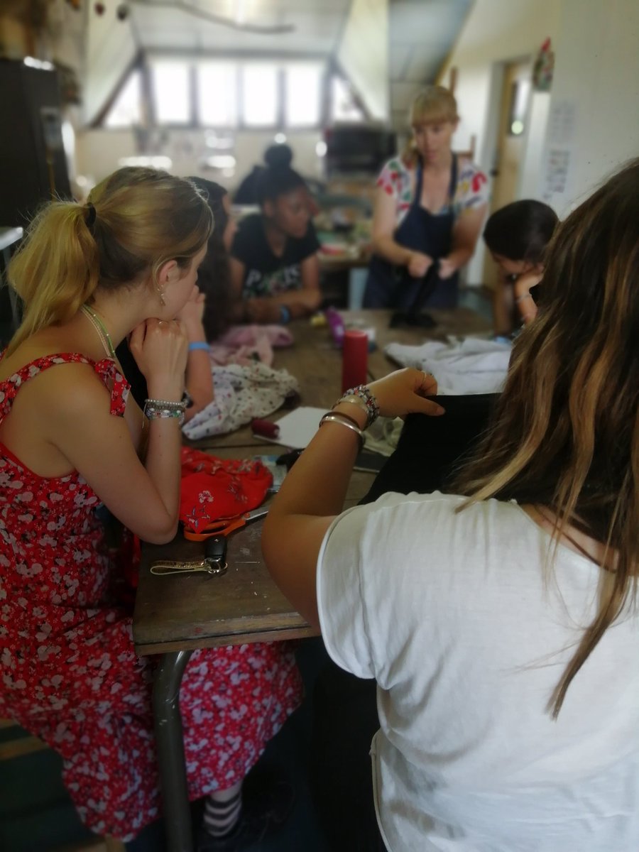 Year 13 leavers program enjoys simple sewing skills in the art department. How to sew on a button, blind hemming and 'you're a star' back stitch and blanket stitch.