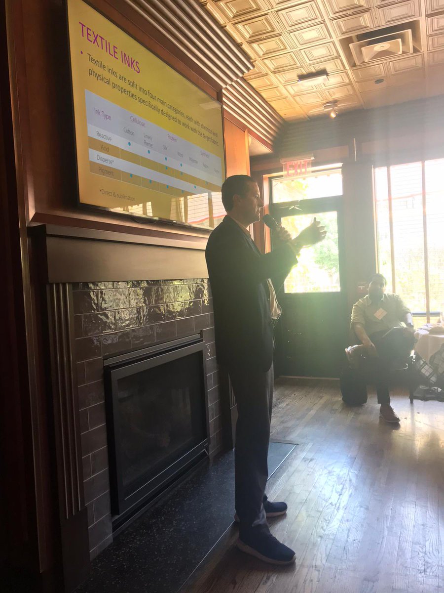 kornitdigital's tweet image. The answer, my #printing friend, is blowing in the wind: Kornit Digital and @GerberTech discuss on-demand production efficiency, #sustainability, and versatility for the #ecommerce age today in the Windy City.