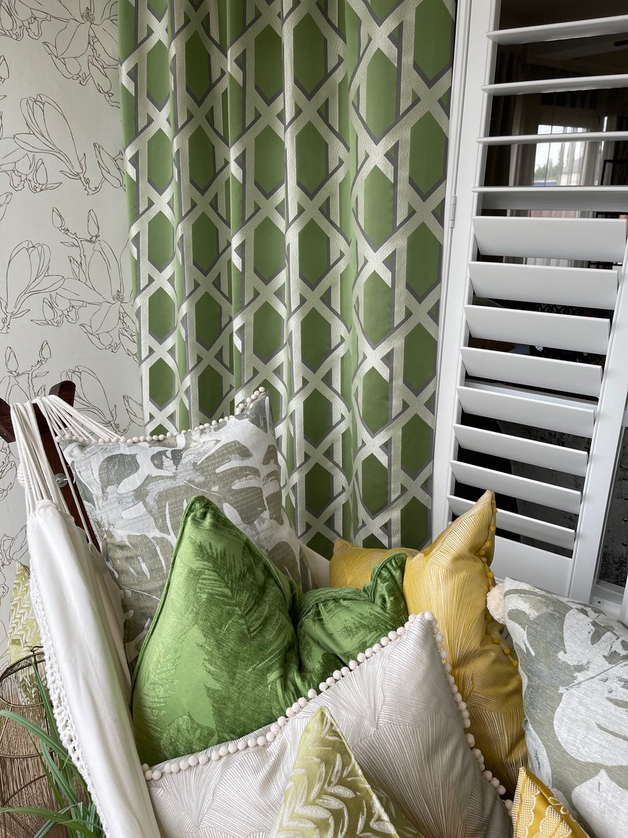 Atlas_Interiors's tweet photo. Hazy, lazy days of summer ahead. We love these summery fabrics , hammock and wicker chair in our showroom ☀️ https://t.co/FsQd2VshTr