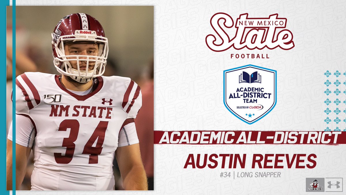 NMStateFootball's tweet photo. 𝐒𝐓𝐔𝐃𝐄𝐍𝐓-𝐀𝐭𝐡𝐥𝐞𝐭𝐞 ‼️

Congrats to long snapper Austin Reeves for being named to the CoSIDA All-District Academic team! 

#AggieUp https://t.co/ERC5UYT6kC