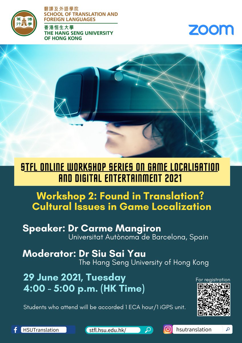 lokamitrahk's tweet image. STFL Online Workshop Series on #GameLocalisation and #DigitalEntertainment 2021

Found in Translation? Cultural Issues in Game Localization - by Carme Mangiron

Registration: bit.ly/2RhFb7Y

@UABBarcelona @IGDA #Translation #l10n #AI #Tech #gamedev #DigitalMarketing