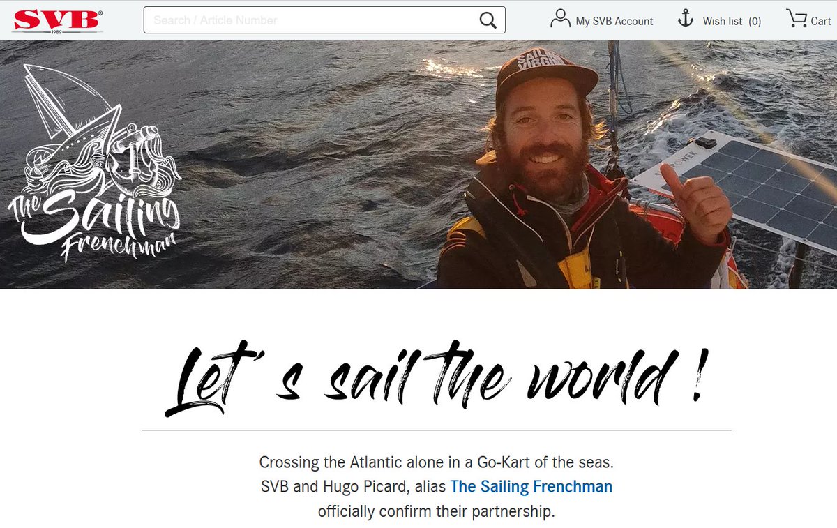 bejeuthe's tweet photo. In case anyone was wondering what a good sponsoring fit looks like: SVB partnering with Hugo Picard aka "The Sailing Frenchman" for the @MiniTransat2021 . Congrats SVB team and Hugo on this deal! All the best for the race, Hugo! https://t.co/1oD5AYUOQ3
#sponsor https://t.co/eK2O4VdExK