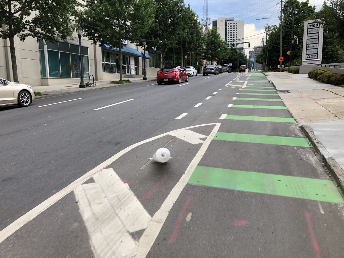 HenryLangLee's tweet image. I rode through the lanes this week and counted 16 damaged posts out of 104. 15% damaged in one month means total replacement required within 2 years, on a project that took 1+ year to construct. So frustrating.