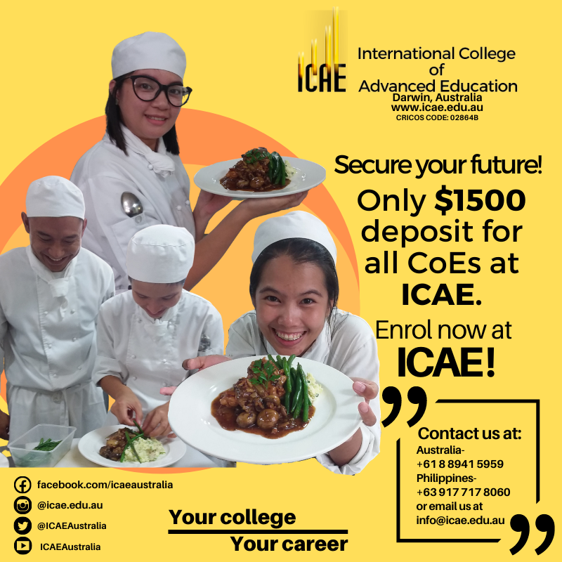 ICAEAustralia's tweet photo. Secure your future! Only $1500 desposit for all CoEs at ICAE. Enrol now at ICAE! Apply online through the link below: https://t.co/k5JoK7LfJP https://t.co/QzBnYuB6Yf