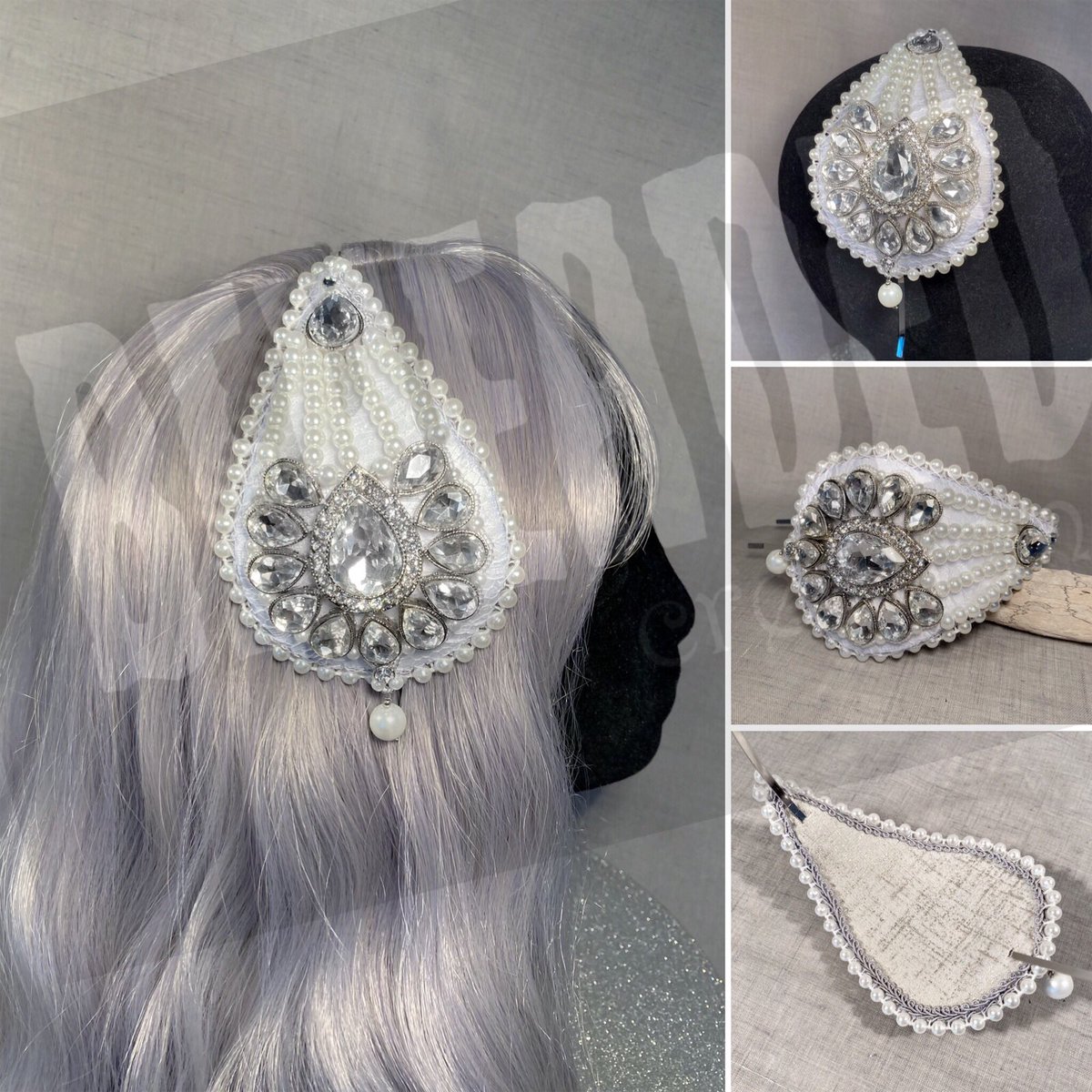 BeheadedHats's tweet photo. New bridal head band with pearls and bling in white and silver #bridal #bridalhair #wedding #pearls #madetoday #milliner #smallbusiness https://t.co/TbIDknIZzk