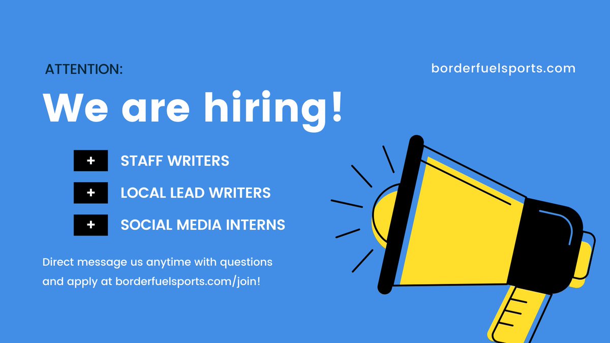 StadiumRantHQ's tweet photo. We're hiring! Let your #sports opinions be heard and join the most opinionated sports fan network on the net today @ https://t.co/njjRvyuCAR! ๐๐โพ๏ธ
#BorderFuel #NFL #NBA #MLB https://t.co/jimkQnMwvG