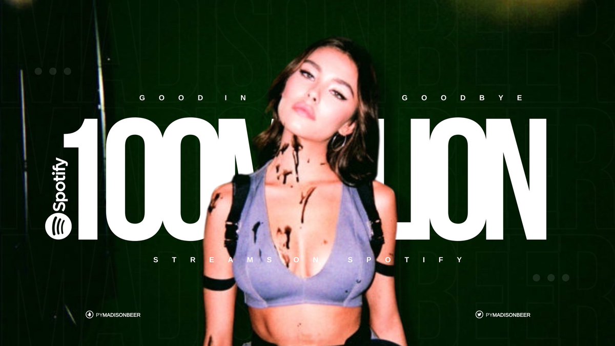 pymadisonbeer's tweet image. “Good in Goodbye” de @madisonbeer ha superado los 100M de reproducciones en Spotify.

 – Esta es la segunda canción del álbum “Life Support” en lograr esta cifra en la plataforma.