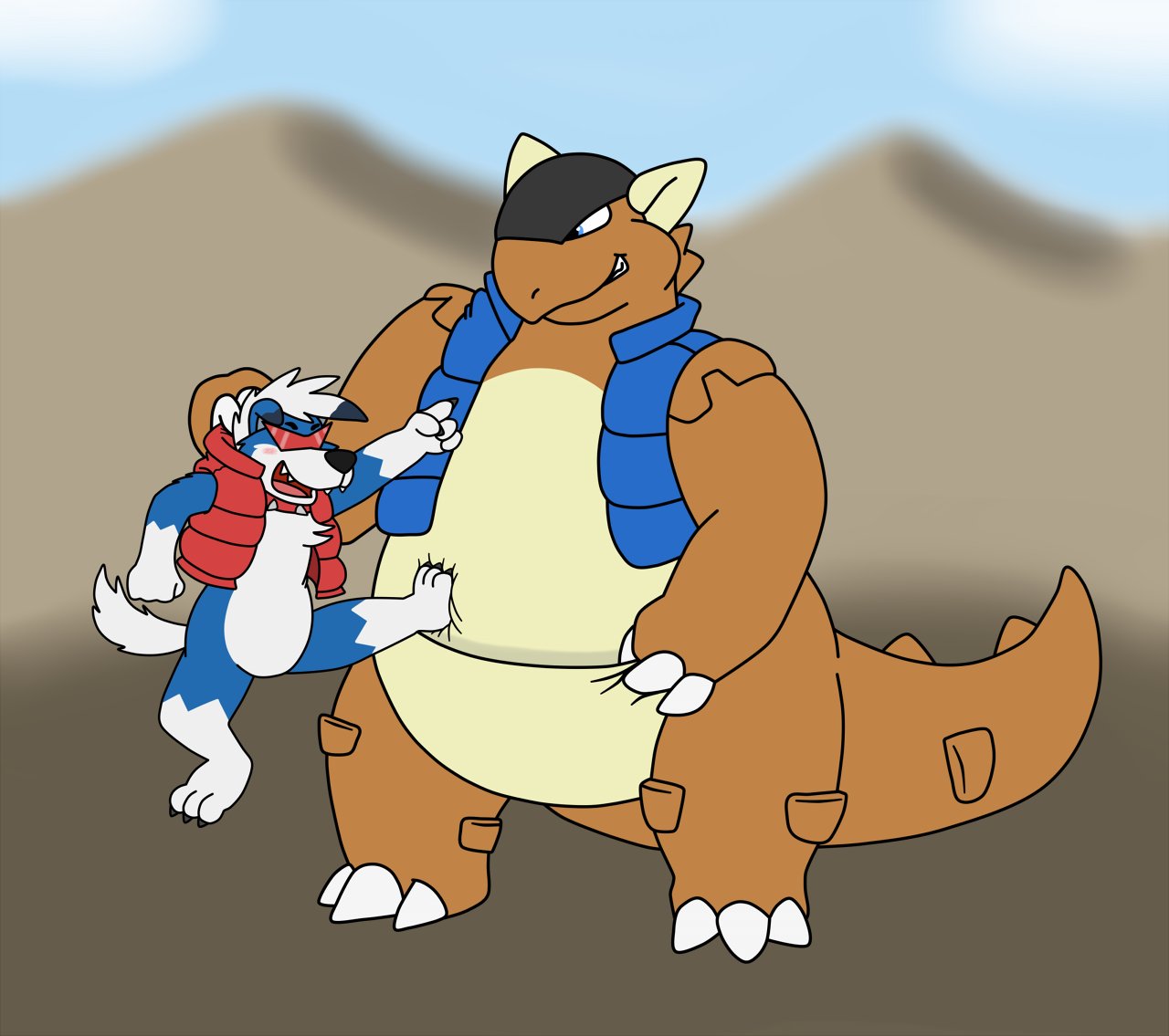 Garuru Sketch Of My Pokemon Garura Is About To Introduce Gao To The Pouch But Gao Wants No Part Of It You Can Tell By His Angry Blush T Co Kgymgjqexz