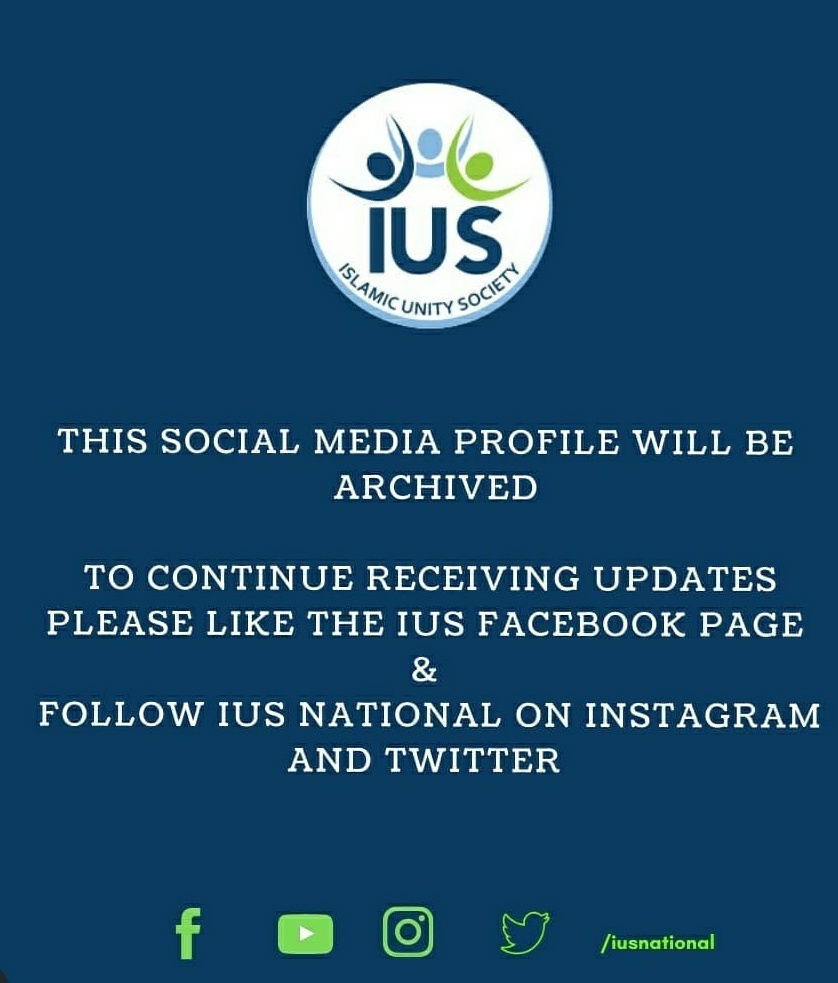 IUS Manchester (@iusmanchester) on Twitter photo Salam Alaykum,
InshAllah everyone is well.
IUS Manchester Twitter account will be archived.
To continue receiving updates, please follow <a href="/IUSNational/">IslamicUnitySociety</a> Salam Alaykum,
InshAllah everyone is well.
IUS Manchester Twitter account will be archived.
To continue receiving updates, please follow <a href="/IUSNational/">IslamicUnitySociety</a>