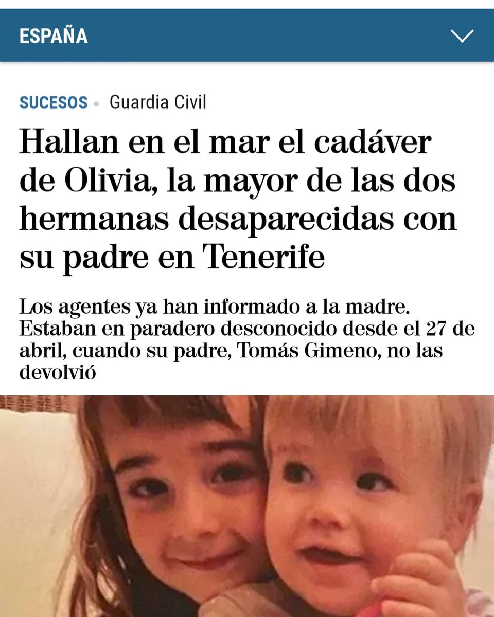 Un día absolutamente negro. Lo peor que puede pasar en esta vida, es perder a un hijo. No hay palabras de consuelo para la madre, abuelos y resto de familia de esas niñas tan maravillosas. Mi cariño y fuerza para toda su familia y rogar para que nunca más se repita nada parecido