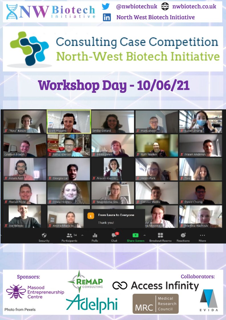 nwbiotechuk's tweet photo. We had a fantastic day of workshops at our annual Consulting Case Competition that kickstarted today!📈🚀 We thank our speakers Eddie Jones, Mark Silvery, and Graham Foxon for their informative talks.

It is now time to prepare for the mentorship sessions next Thursday!💪📊. https://t.co/nvG1BpRVgc