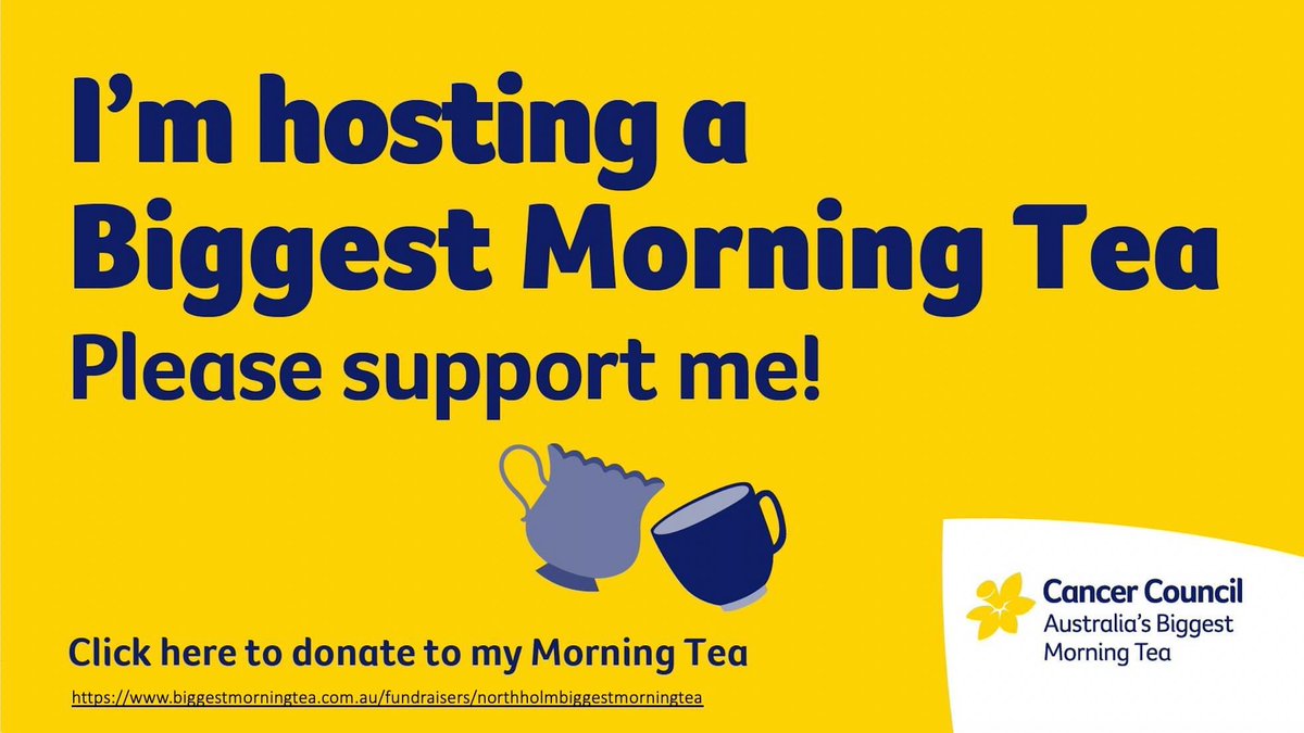 One of our amazing @northholm Year 11 #PDHPE students is hosting a <a href="/CancerCouncilOz/">CancerCouncilOz</a> biggest morning tea. If you can donate anything, your support would be appreciated! biggestmorningtea.com.au/fundraisers/no…