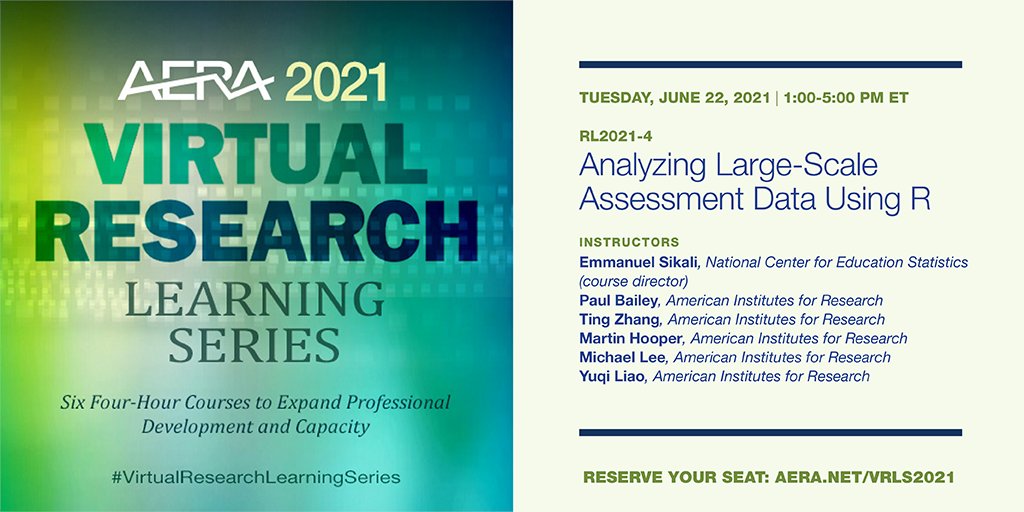 AERA_EdResearch's tweet image. Register now for &quot;Analyzing Large-Scale Assessment Data Using R,&quot; June 22 (1-5 pm ET) aera.net/Professional-O… #VirtualResearchLearningSeries
