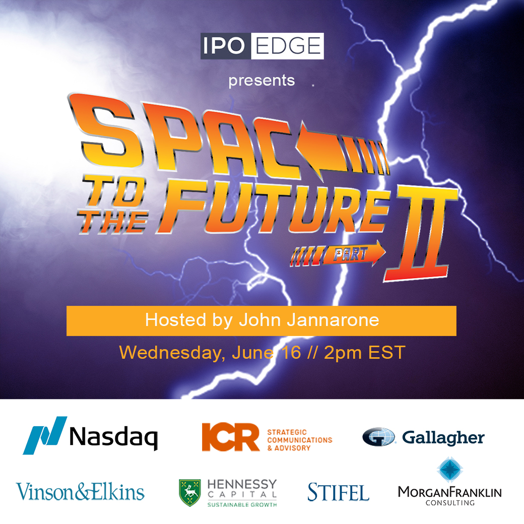 IPO Edge (@ipoedge) on Twitter photo Join āSPAC to the Future 2ā š bit.ly/3g8JvjA June 16 with Gallagher, <a href="/Stifel/">Stifel</a> , <a href="/Nasdaq/">Nasdaq</a> , <a href="/ICRPR/">ICR</a> , <a href="/MorganFranklin/">MorganFranklin</a> , <a href="/VinsonandElkins/">Vinson & Elkins</a> Featuring Hennessy, Bespoke, SOAC with data from <a href="/Sentieo/">Sentieo (an AlphaSense Company)</a> <a href="/S3Partners/">S3 Partners</a> $SOAC $VWE $HCIC <a href="/SpacGuru/">SpacGuru (Holding Old Name) Now @ReliableGuru</a> <a href="/BarbarianCap/">Barbarian Capital</a> <a href="/jannarone/">John Jannarone</a> #SPAC #IPO Join āSPAC to the Future 2ā š bit.ly/3g8JvjA June 16 with Gallagher, <a href="/Stifel/">Stifel</a> , <a href="/Nasdaq/">Nasdaq</a> , <a href="/ICRPR/">ICR</a> , <a href="/MorganFranklin/">MorganFranklin</a> , <a href="/VinsonandElkins/">Vinson & Elkins</a> Featuring Hennessy, Bespoke, SOAC with data from <a href="/Sentieo/">Sentieo (an AlphaSense Company)</a> <a href="/S3Partners/">S3 Partners</a> $SOAC $VWE $HCIC <a href="/SpacGuru/">SpacGuru (Holding Old Name) Now @ReliableGuru</a> <a href="/BarbarianCap/">Barbarian Capital</a> <a href="/jannarone/">John Jannarone</a> #SPAC #IPO