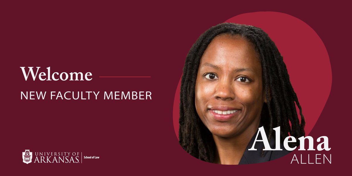 #Welcome, Associate Dean for Research and Faculty Development and Professor of Law, @alenamallen to our #UARKLaw school!

Dean Allen is a <a href="/Yalelawsch/">Yale Law School</a> and <a href="/loyola_nola/">Loyola New Orleans</a> alumni and we are happy to welcome her!
