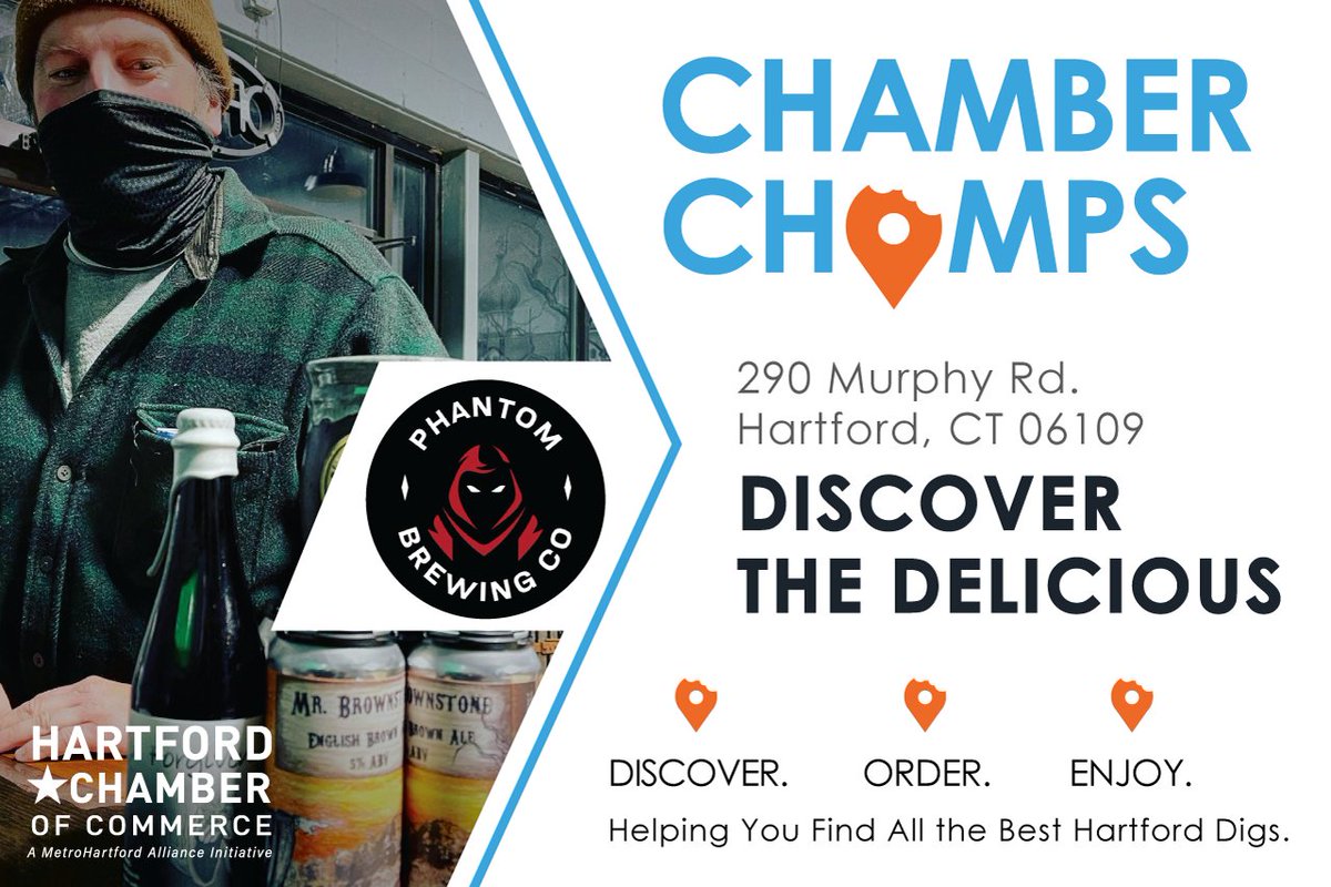 Chamber Chomps Delivers Phantom Brewing! All Day June 11 - Rain or Shine! In honor of Father's day, Hartford Chamber ED Julio Concepcion + Dir. of Small Biz Shannon Mumley will be delivering from Phantom Brewing Co. for Chamber Chomps.