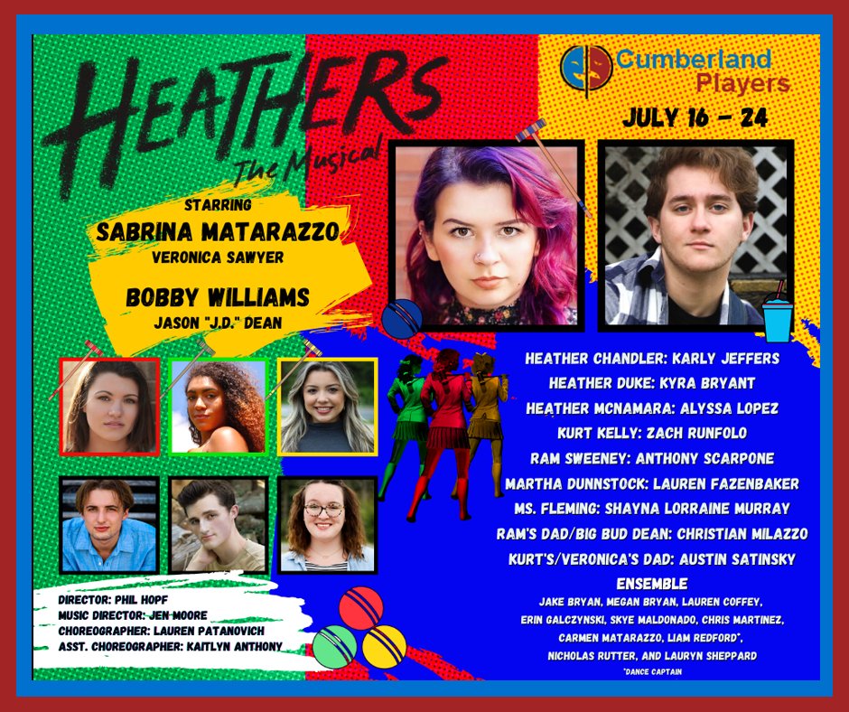 Get your tickets now for Cumberland Player's production of "Heathers the musical". This show is packed with a fantastic cast. We will see you there!

July 16th - 24th

ow.ly/64Kl50F7qp2 or CumberlandPlayers.com