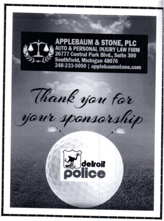 Applebaum &amp; Stone was honored to be a sponsor of the Detroit Police Golf Outing in 2021.