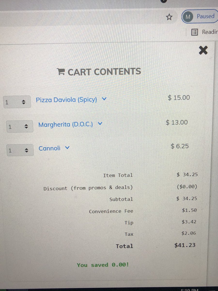 Love seeing we saved $0.00 on our meal!